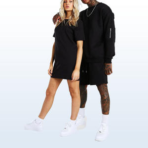 Verano logotipo personalizado camiseta pantalones cortos conjuntos Unisex para hombres mujeres camisetas de gran tamaño hombres Boxy Fit en blanco 100% algodón chándal liso - Product Image 1