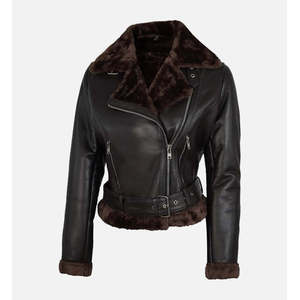 Women's Quilted Satin Shearling Leather <b>Jacket</b>-<b>Short</b> Blazer Style Lightweight Autumn Outerwear - Product Image 1