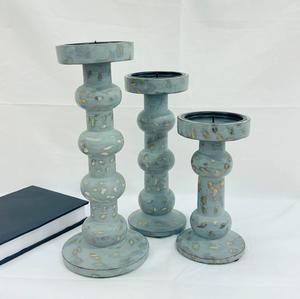 Wood Candle Holders <b>for</b> Pillar Candles Black Farmhouse Candle Holder <b>for</b> <b>Fireplace</b> Decor Set of 3 - Product Image 2