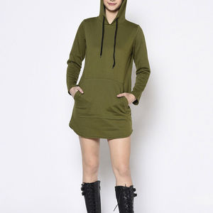 Sudadera con capucha para mujer con estampado de logotipo personalizado liso original polar Fabricante Mayorista 350GSM sudaderas con capucha elegantes hasta la rodilla para mujer - Product Image 5