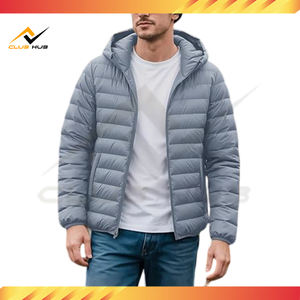 Chaqueta acolchada ligera gris claro de alta calidad al por mayor con capucha, fabricante de prendas de vestir exteriores resistentes al agua en Pakistán - Product Image 3