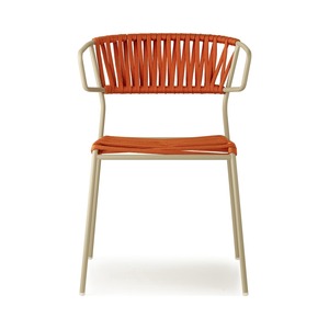 Stackable Outdoor Armchair with Painted Metal Frame and Woven Rope Seat - Product Image 5