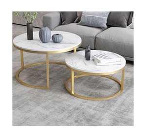 Nouvelle table basse au design antique fait à la main avec dessus en marbre pied en métal doré et brillant avec différentes tailles utilisées dans la maison hôtel bas tarif - Product Image 1