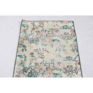 Alfombra Turca Vintage Pequeña de 1.9x4.8 pies, Alfombra Azul del Suroeste de Estados Unidos de Lana - Product Image 5