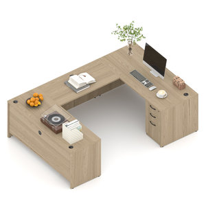 New Title U-Shaped Executive Desk 100.4" Lockable Metal Frame Computer Workstation for Bedroom - Product Image 4