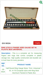 Universal GS 902A Ring Stick and Finger Sizes Gauge Set <b>Wood</b> Material for Jewelry and Jewellery <b>Tools</b> in Plastic <b>Box</b> - Product Image 2