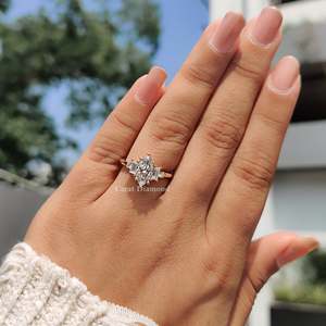 5 <b>Stone</b> Engagement <b>Ring</b> with <b>Two</b> Baguette Side Diamonds Elegant Diamond <b>Rings</b> Collection - Product Image 5
