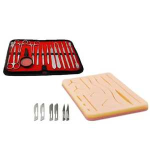 Kit completo de práctica de sutura azul para estudiantes de medicina, kit de entrenamiento de sutura quirúrgica con almohadilla de piel de sutura de silicona - Product Image 6