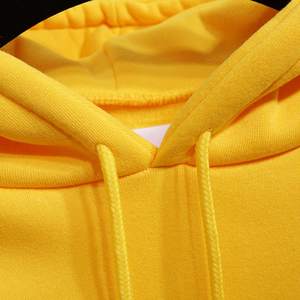 Sudadera con capucha de manga larga para mujer de calidad superior, tejido transpirable, logotipo personalizado, cuello amarillo con capucha, sudadera frontal de invierno - Product Image 2