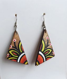 Forme chaude feuille d'or noir blanc résine coeur forme boucles d'oreilles carré rond géométrique en bois résine boucles d'oreilles goutte - Product Image 5