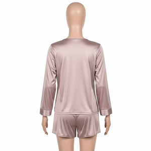 Ensemble deux pièces pour femmes en satin gaufré, tissu lisse à séchage rapide, tenue légère, vêtements décontractés, design élégant, vêtements de mode - Product Image 5