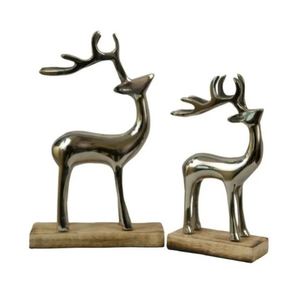 Ciervo de aluminio de alta calidad acabado en plata sobre base de madera mejor mesa escritorio decorativo Showpiece Fabricación y proveedor indio - Product Image 2