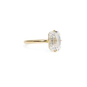 Majestic Emerald Cut <b>Diamond</b> <b>Ring</b> Setting 3 Ct D-F VVS1-VS2 Lab Grown <b>Diamond</b> In 14K And 18K Yellow Gold For Engagement Party - Product Image 3