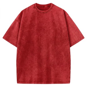 T-shirt décontracté pour homme, coupe ample, manches courtes, col rond, 100% coton jersey, couleur unie, séchage rapide, effet délavé, streetwear, logo frontal en soie - Product Image 4
