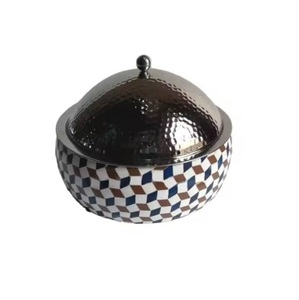 Cazuelas de tapa martillada Hotpot para el hogar de lujo, cuerpo de madera para servir alimentos con incrustaciones de fregona, artesanías, Hotpot de Metal, para comedor elegante - Product Image 5