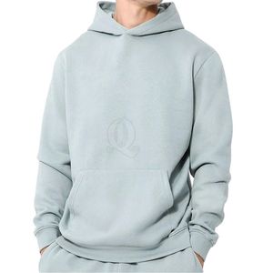 Conjunto Deportivo Holgado Color Gris Claro para Hombre, Sudadera con Capucha de Felpa de Algodón, Pantalones Deportivos, Personalizable con Serigrafía, Venta al Por Mayor - Product Image 5