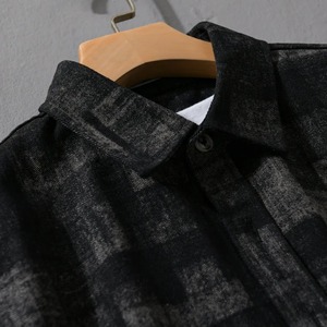 เสื้อเชิ้ตผ้าฝ้ายลายตารางสำหรับผู้ชายเสื้อยีนส์ลายตาราง100% พอดีตัวแบบลำลองกำหนดเองฤดูร้อน - Product Image 5