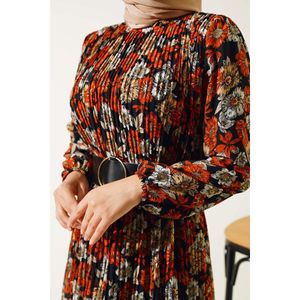 กระเบื้องเดรสชีฟองจีบมีเข็มขัด - Product Image 1