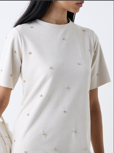 Faux Suede Diamante-Robe A-Line détaillée - Product Image 3