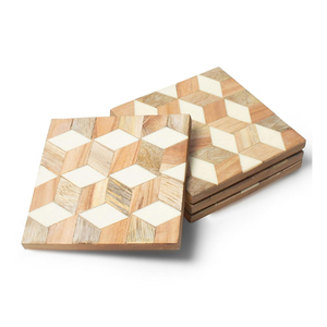 Posavasos de madera cuadrado moderno, accesorios de artículos para bebidas de té y café de 5mm de espesor con Decoración de mesa, alfombrillas y almohadillas elegantes - Product Image 1