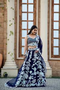 Indian Ethnic Faux Georgette Nupcial Boda Vestido Rosa Heavy Digital Print Espejo Lentejuelas Bordado Lehenga Choli Dupatta Net - Product Image 5