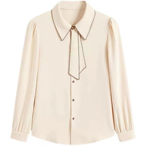 <b>Women</b> Spring 2025 New Office Lady <b>Shirts</b> Bow Doll Collar Tops Elegant Chiffon <b>Blouse</b> Loose Korean Chic Long Sleeve Casual <b>Shirts</b> - Product Image 6