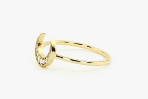 Crescent Moon Original 14K Gold Diamond Ring Upside Diamond & Double Horn Design Lab Grown-para bodas - Product Image 2