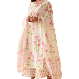 Pink Mogra Pallazo Set Indian Fashion Styling Quality <b>Kurti</b> and Pants From Indian Manufacturer - Product Image 1