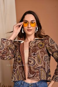 Chaqueta corta de talla grande Reversible Kantha acolchada bordada para mujer Estilo vintage bohemio Diseño Kediya - Product Image 5