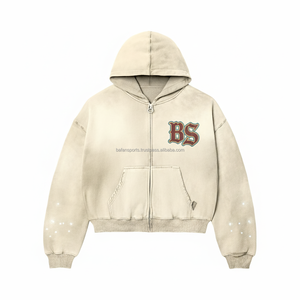 Women's zipper hoodie thick fleece 500 GSM warm winter wear soft <b>brushed</b> cotton custom chenille logo design basics hoodies - Product Image 1