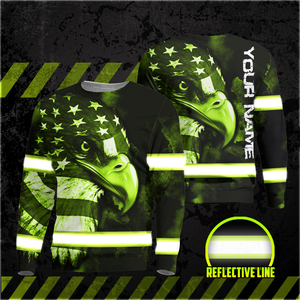 Camisas personalizadas Hi Vis de manga larga con águila y bandera de EE. UU., ropa de trabajo de seguridad reflectante para hombres - Product Image 4
