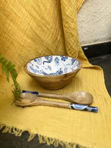 Juego de cuencos de madera de acacia HF Crafts con cucharas, aptos para alimentos para el hogar y la fiesta, decoración elegante con temática de amor para la decoración del hogar - Product Image 6