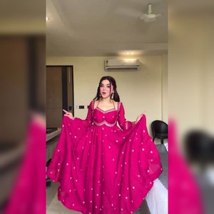 Zain Exports - Vestidos Anarkali Tradicionales Indios de Foux Georgette con Bordado de Hilo y Lentejuelas, Reversibles, para Bodas, Fiestas y Festivales - Product Image 1