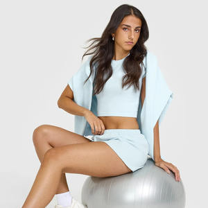 Short de survêtement pour femmes avec logo personnalisé en gros Short de survêtement à enfiler Taille haute à séchage rapide Respirant Short de course de yoga gyn pour femmes - Product Image 5