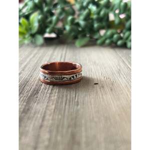 Navajo Handmade Copper & Sterling Silver <b>Statement</b> <b>Ring</b> Size 13.75 - Product Image 3