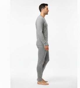 HeatComfort Grey Men <b>Thermal</b> Suit Soft Full <b>Sleeve</b> Breathable Warm Winter Wear Apparel - Product Image 3