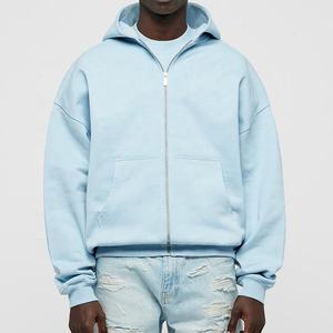 Sudadera con capucha personalizada para hombre 100% algodón hombro caído 500 Gsm Vintage lavado ácido ropa de calle en blanco sudadera con cremallera de peso pesado para hombre - Product Image 4