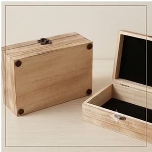Coffret à bijoux en bois de manguier, design rectangulaire sculpté, boîtes de rangement pour chambre à coucher, style classique, fermoir en fer - Product Image 2