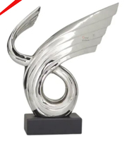 Look moderne argent fini métal acier inoxydable décoration intérieure sculpture de bureau pour chambre bureau