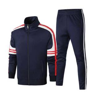Ropa deportiva para entrenamiento y jogging, conjuntos de Chándales, Diseño a rayas, chándal de hombre con cremallera de Color de contraste personalizado OEM, 2 uds., 500g - Product Image 2
