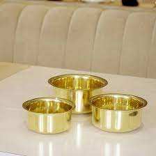 Acheter un ensemble Bhagona en laiton pur pour la cuisine et le service Design traditionnel recouvert d'étain à l'intérieur d'une batterie de cuisine durable et élégante - Product Image 4