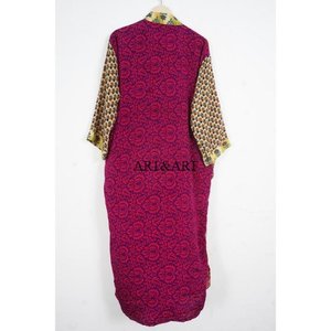 Vintage Elegant <b>Silk</b> Sari <b>Kimono</b> Women's Soft Luxury High Quality Sleepwear Robe - Product Image 5