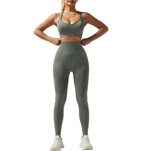 Fait sur mesure nouveauté femmes entraînement Yoga ensemble couleur unie vêtements de sport bas quantité minimale de commande meilleur prix Gym Fitness vêtements du Pakistan - Product Image 5