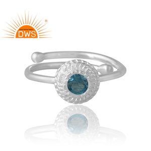 แหวนพลอยบุษราคัมสีเงินธรรมชาติสไตล์ลอนดอนสีฟ้าเครื่องประดับที่กำหนดเองสำหรับผู้หญิงของขวัญสำหรับผู้หญิงสำหรับเธอ - Product Image 3