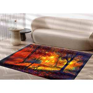 Tapis à motif de paysage d'automne : Décoration antidérapante pour salon, tapis en chenille - Product Image 1