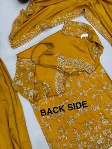 Collection de vêtements pour femmes de créateur traditionnel indien Tissu chinon lourd avec séquence de broderie Travail entièrement cousu - Product Image 4