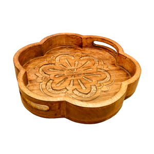 Plateau de service de fruits secs rond en bois pour ustensiles de cuisine décoration de la maison vaisselle table de dîner plateau de service d'hôtel en bois - Product Image 5