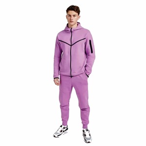 Athleisure Ropa de gimnasio personalizable para hombre Chándal deportivo de moda Chaqueta con capucha y cremallera alta y Jogger para HOMBRE - Product Image 1