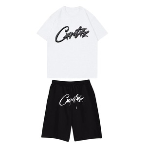 Conjunto de camisa y pantalones cortos de 2 piezas de verano con logotipo personalizado de verano, conjunto transpirable con serigrafía para hombres - Product Image 5