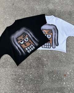 Nouveau T-shirt tricoté respirant à manches courtes grande taille 100 % coton, coupe ample, vêtement de loisirs de marque à motif imprimé pour l'extérieur - Product Image 3